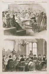 Étudiantes en médecine assistant à une conférence, 1870